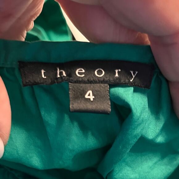 Theory Kelly Green Cotton Open Back Mini Dress Size 4 - Picture 6 of 10